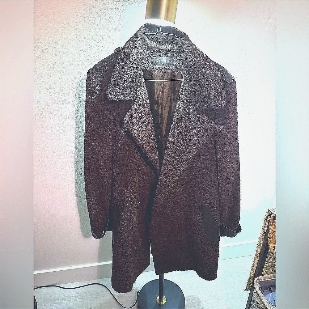 Dale Dressin Leather Coat Alpaca & Wool Natural Fibers Heavy Dress Trench Lg